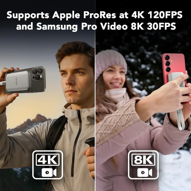 Alt view image 4 of 5 - Lexar 2TB ES5 Magnetic External SSD, Up to 2000MB/s, Compatible w/MagSafe, USB-C Smartphones, iPhone 15/16 or Above, PC, Mac, Supports Apple ProRes & Samsung Pro Video, Silver (LES5XXX002T-RNWNU