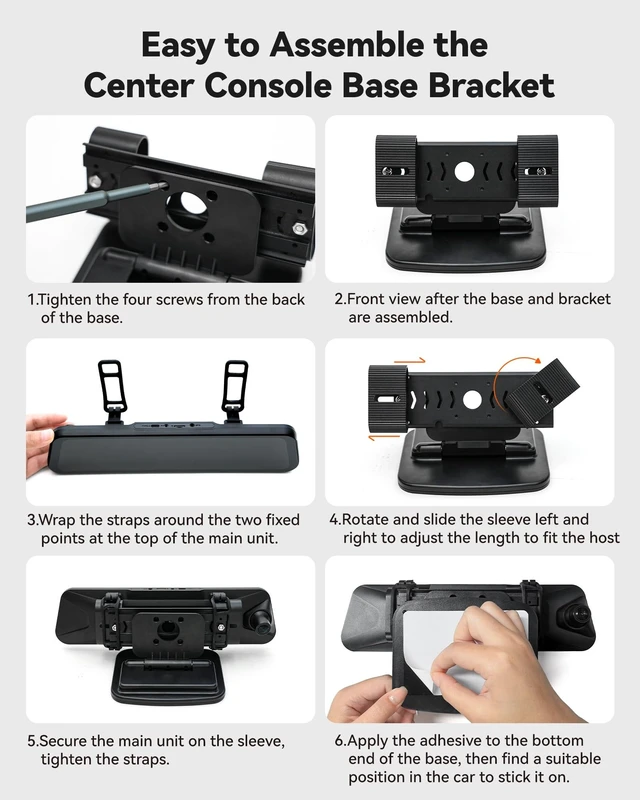 Alt view image 5 of 5 - WOLFBOX Center Console Base Bracket for G850 / G840S / G930 / G840H / G900 / G890 / G900PRO / G850PRO / G900 Tripro Mirror Dash cam