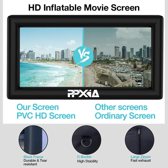 Alt view image 3 of 5 - Blow Up Projector Screen Outdoor 33ft Supports Front and Rear Projection, Extra Large Inflatable Projector Screen with Air Blower for Outside Movie Nights Home Theater Backyards Pool Party Fun