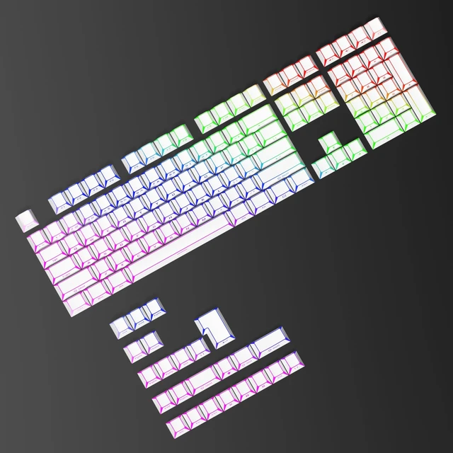 Alt view image 3 of 5 - Ussixchare White PBT Shine Through Keycaps, Side Printed Translucent Keycaps, Double Shot Cherry Profile for MX Switches Mechanical Keyboard