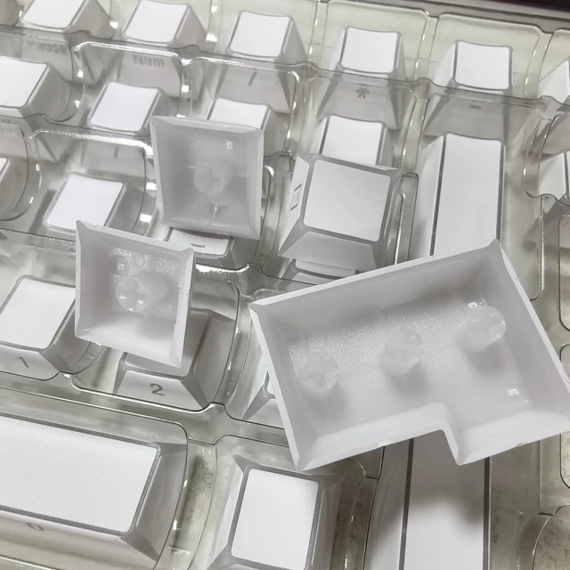 Alt view image 5 of 5 - Ussixchare White PBT Shine Through Keycaps, Side Printed Translucent Keycaps, Double Shot Cherry Profile for MX Switches Mechanical Keyboard