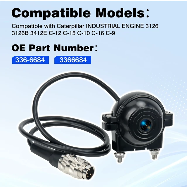 Alt view image 2 of 5 - Backup Camera Replacement Part 3366684 336-6684 Compatible with Caterpillar CAT