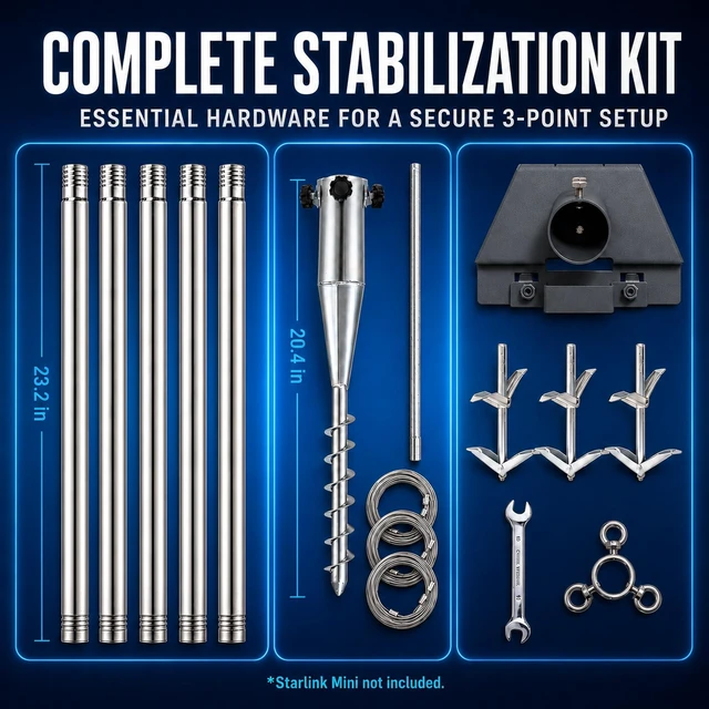 Alt view image 5 of 5 - Starlink Mini 10FT Ground Pole Mount, Mini Mounting Kit with Pipe Adapter