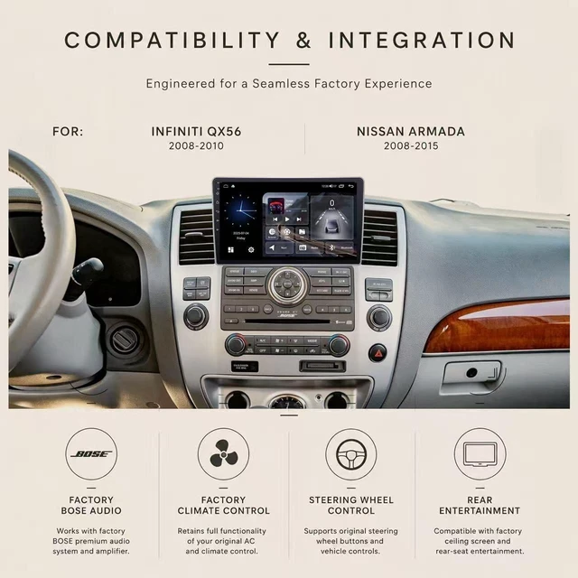 Alt view image 2 of 5 - Car Radio for Infiniti QX56 2008-2010 Nissan Armada 2008-2015 8-Core 4G+64G