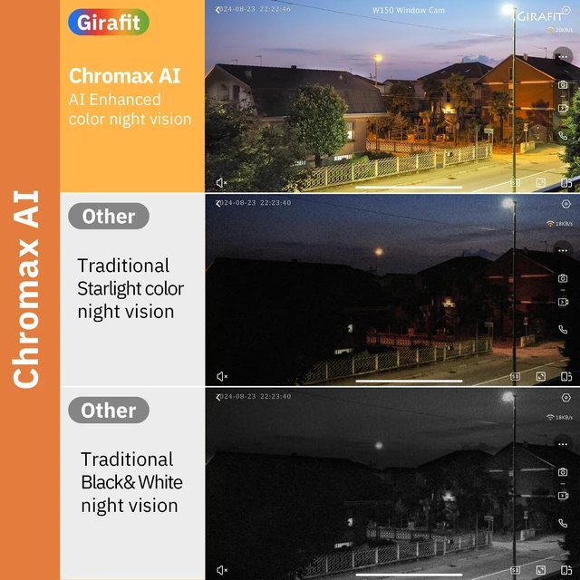 Alt view image 3 of 5 - Girafit 5MP 3K Window Camera, 2.4GHz & 5GHz WiFi Indoor Security Camera for Home, ChroMax AI Color Night Vision, Person & Motion Detection, 24/7 Recording, Easy & Quick Install
