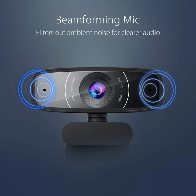 Alt view image 4 of 5 - ASUS Webcam C3 1080p HD USB Camera - Beamforming Microphone, Tilt-Adjustable, 360 Degree Rotation, Wide Field of View, Compatible with Skype, Microsoft Teams and Zoom