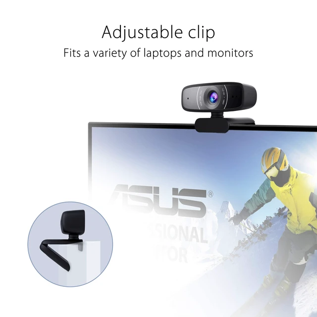 Alt view image 5 of 5 - ASUS Webcam C3 1080p HD USB Camera - Beamforming Microphone, Tilt-Adjustable, 360 Degree Rotation, Wide Field of View, Compatible with Skype, Microsoft Teams and Zoom
