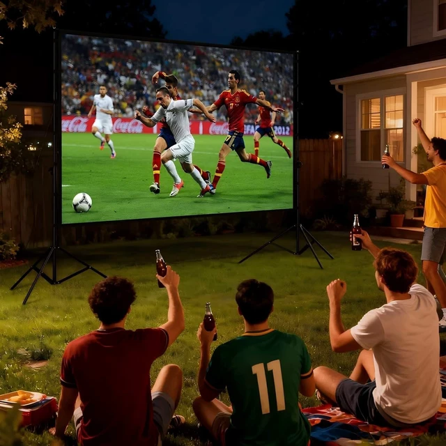 Alt view image 2 of 5 - Outdoor Projector Screen with Stand - 150 Inch Portable Projector Screen Outdoor Indoor Projection Screens 16:9 4K HD Movie Screens with Carry Bag Lightweight Movie Night Supplies