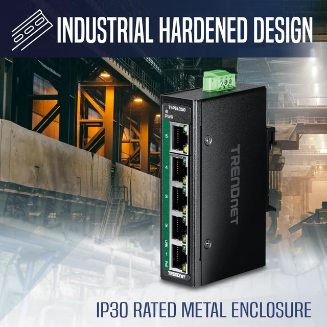 Alt view image 2 of 5 - TRENDnet TI-PELC50, 5-Port Industrial Fast Ethernet