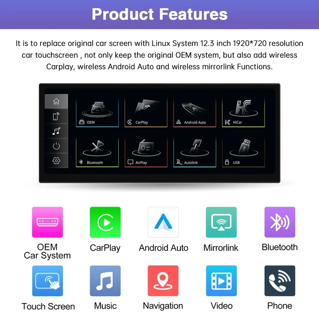 Alt view image 3 of 5 - Road Top 12.3" CarPlay Screen for Audi Q3 2013-2018 Year