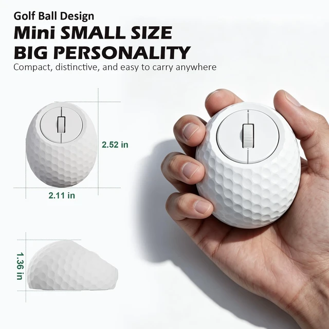 Alt view image 3 of 5 - Whalices 52 Golf Mini Wireless Mouse, 2.4G & Bluetooth Rechargeable Gift