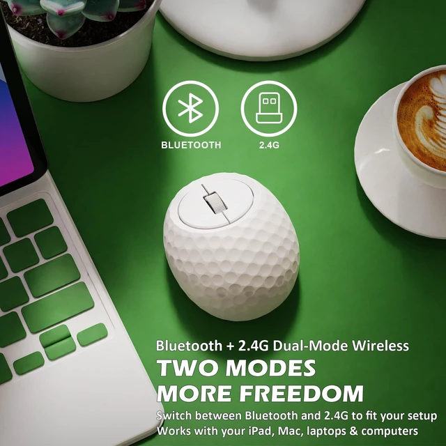 Alt view image 4 of 5 - Whalices 52 Golf Mini Wireless Mouse, 2.4G & Bluetooth Rechargeable Gift
