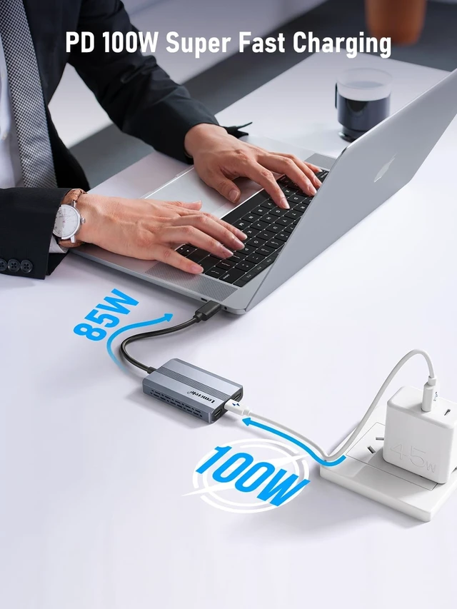 Alt view image 5 of 5 - Lemorele USB-C Video Splitter, Dual USB-C Output 4K@60Hz, 100W PD