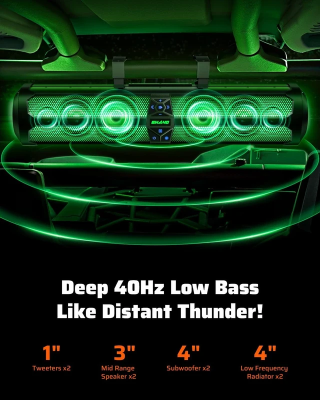 Alt view image 2 of 5 - Ehaho Rumble-X Series 30-inch UTV Sound Bar500W Peak Power & 8-Speaker
