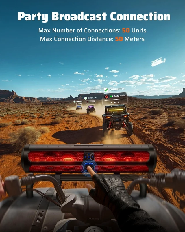 Alt view image 3 of 5 - Ehaho Rumble-X Series 30-inch UTV Sound Bar500W Peak Power & 8-Speaker