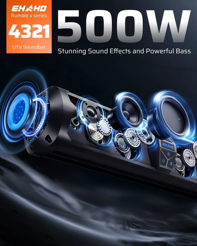 Alt view image 4 of 5 - Ehaho Rumble-X Series 30-inch UTV Sound Bar500W Peak Power & 8-Speaker