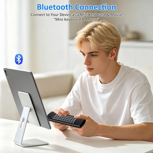 Alt view image 3 of 5 - 2.4G Air Mouse & Keyboard Combo, Plug & Play 81 Keys Handheld Keypad Mouse Remote, Portable Wireless Controller for Android TV Box Projector Mini PC Home Use
