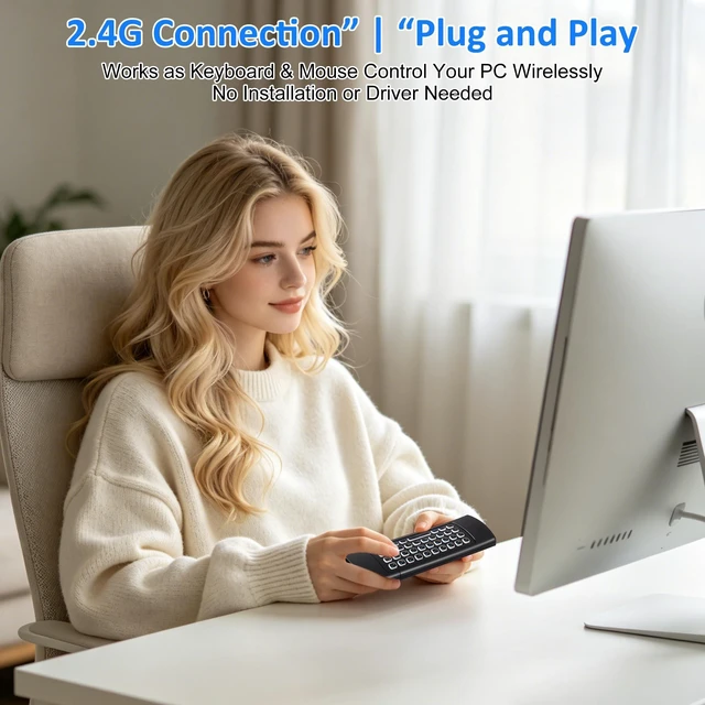 Alt view image 2 of 5 - 2.4G Air Mouse & Keyboard Combo, Plug & Play 81 Keys Handheld Keypad Mouse Remote, Portable Wireless Controller for Android TV Box Projector Mini PC Home Use