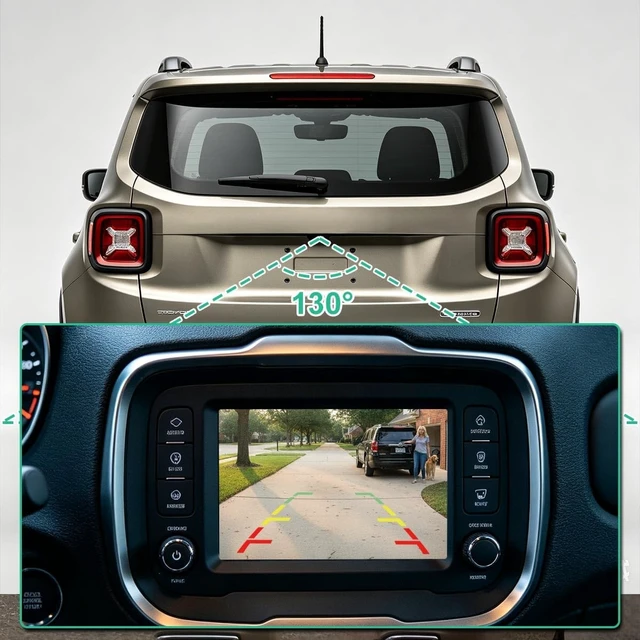 Alt view image 4 of 5 - 68627228AA Rear View Camera Replacement for Jeep Renegade 2015-2022, OE Backup Cam Replaces 00520654960 68399609AA 68509056AA by GreenYi