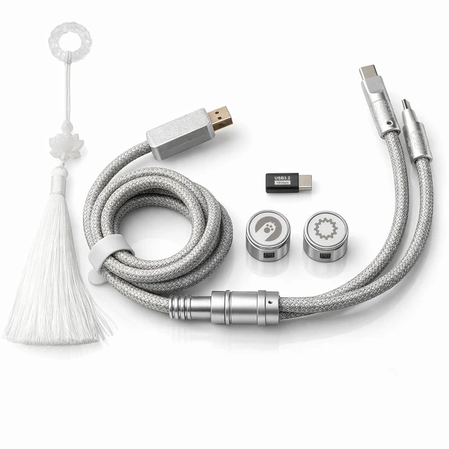 Main image of Angry miao Split Dual 8K Gaming Cable AM Edition 1.4m(4.6ft), High-Speed Dual Connection, Low Latency, Compatible with USB Type-C Devices, Durable Mesh Silver-Plated Wire - Silver Orbit