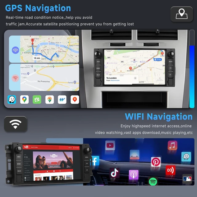 Alt view image 4 of 5 - Android Car Stereo for Jeep Wrangler JK 2007-2015/Dodge Ram 1500 2009-2011