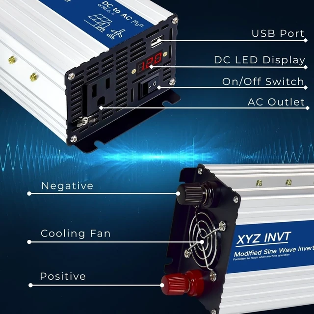 Alt view image 5 of 5 - XYZ INVT 500W Power Inverter 12V DC to 110V 120V AC