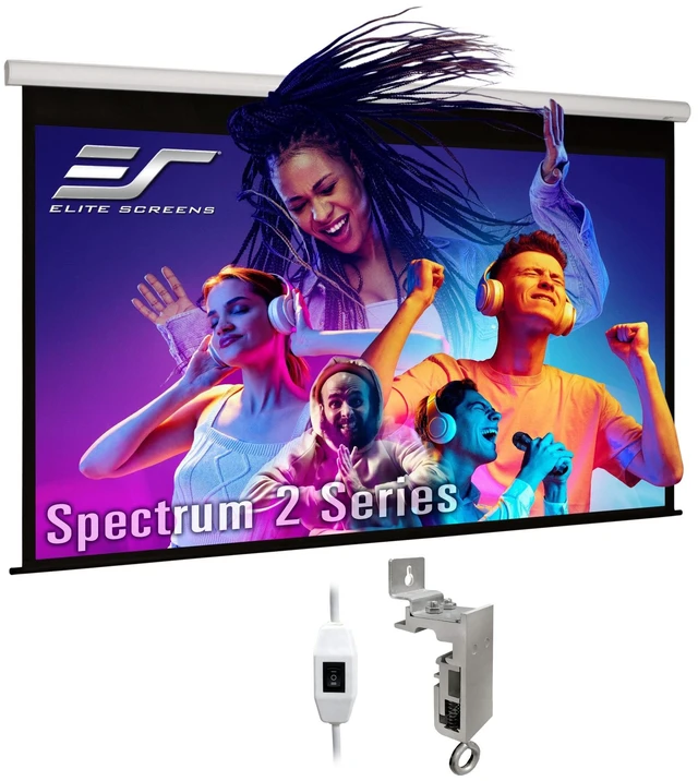 Main image of Elite Screens Spectrum2, 120-inch 16:9, 12-inch Drop, Electric Motorized Drop Down Projection Projector Screen, SPM120H-E12