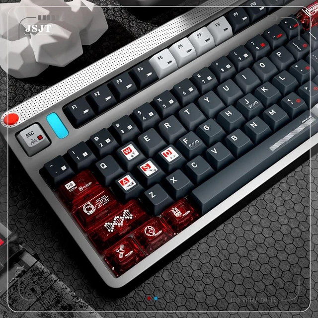 Alt view image 2 of 5 - JSJT Clear PC Through Keycaps + PBT Keycap,Moon Project Theme Keycaps 183 Keys Cherry Profile Keycap Set for MX Switch Mechanical Keyboards(Only Key Caps)