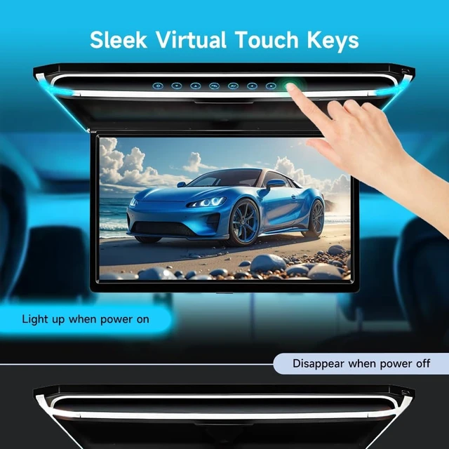 Alt view image 2 of 5 - 17.3 Inch Flip Down Car Monitor High-Definition Digital TFT Wide Screen with 1080P Video Display Capability, Integrated HDMI, IR, FM, USB, and SD Functionality.