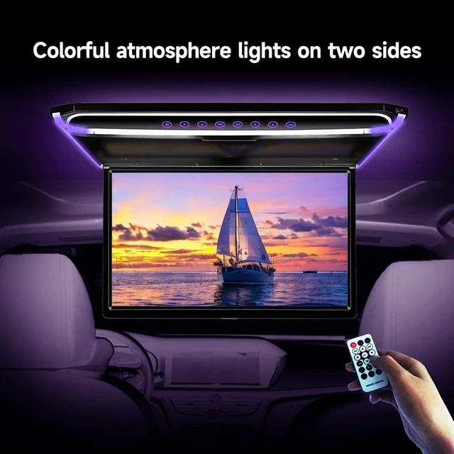 Alt view image 4 of 5 - 17.3 Inch Flip Down Car Monitor High-Definition Digital TFT Wide Screen with 1080P Video Display Capability, Integrated HDMI, IR, FM, USB, and SD Functionality.