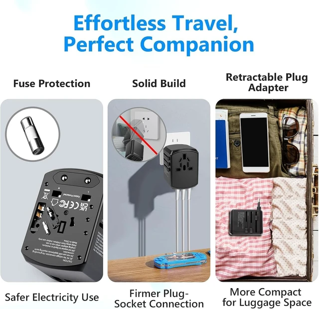 Alt view image 2 of 2 - International Plug Adapter with 2 USB A and 2 USB C Ports