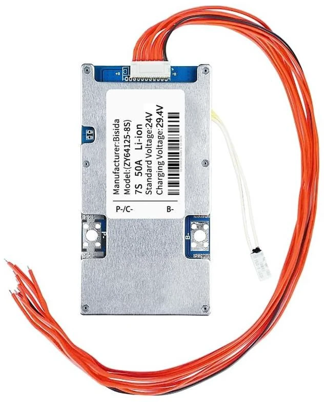Main image of Bisida BMS 7S 24V 50A Lithium PCB Protection Board with Balance Wire and NTC, Common Port, Ten Protection Functions, Lithium-Ion Battery Management System
