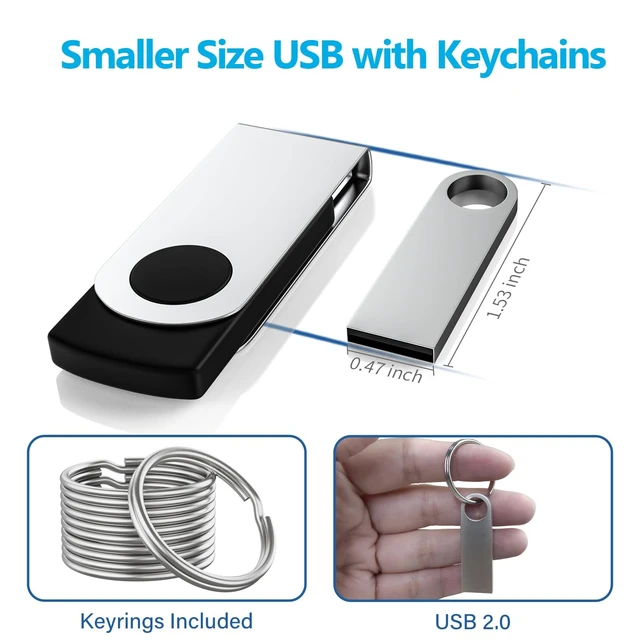 Alt view image 5 of 5 - ABLAZE 8GB Flash Drive 20 Pack, Metal USB 2.0 Thumb Drives with Keychains