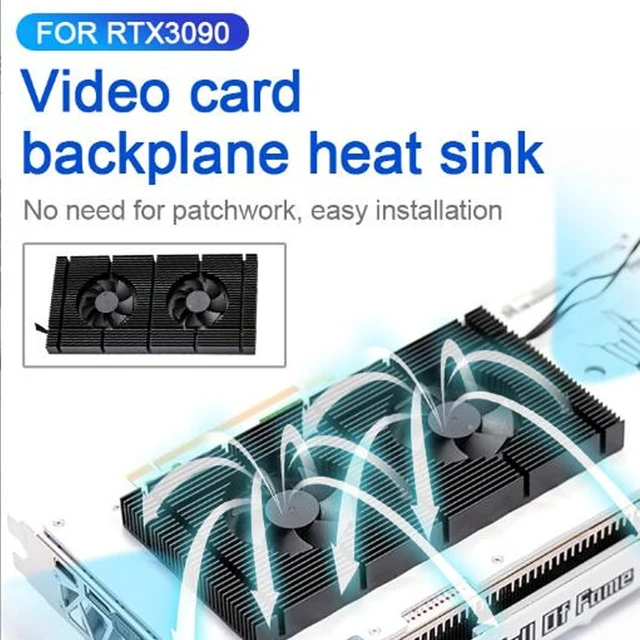 Alt view image 5 of 5 - Pomya GPU Backplate Cooler with Dual 4-Pin 5000RPM Fans, Aluminum Alloy Heatsink for RTX 3090 3080 3070 Graphics Card, Memory Cooling Kit for Vertical Mount