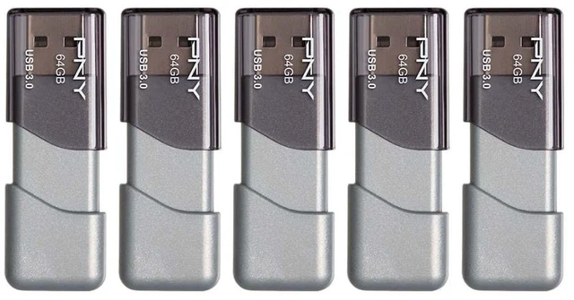 Main image of PNY 64GB Turbo Attache 3 USB 3.0 Flash Drive 5-Pack