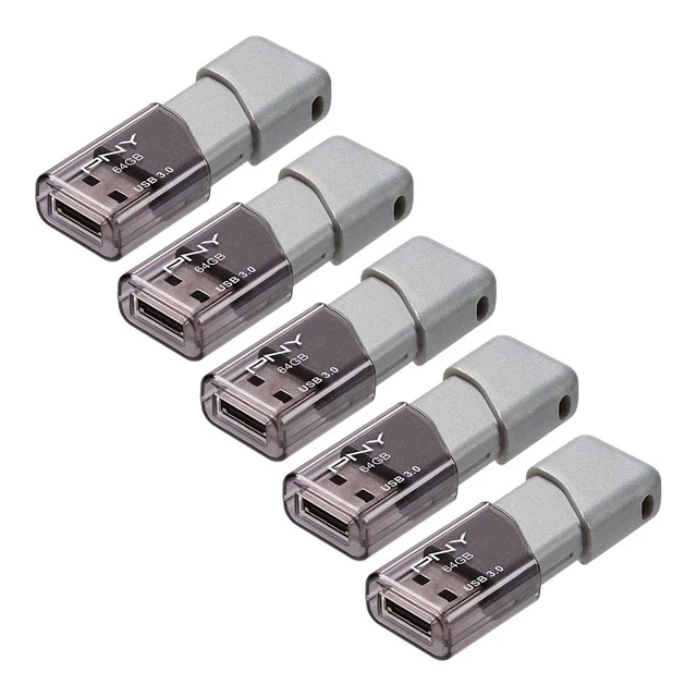 Alt view image 2 of 5 - PNY 64GB Turbo Attache 3 USB 3.0 Flash Drive 5-Pack