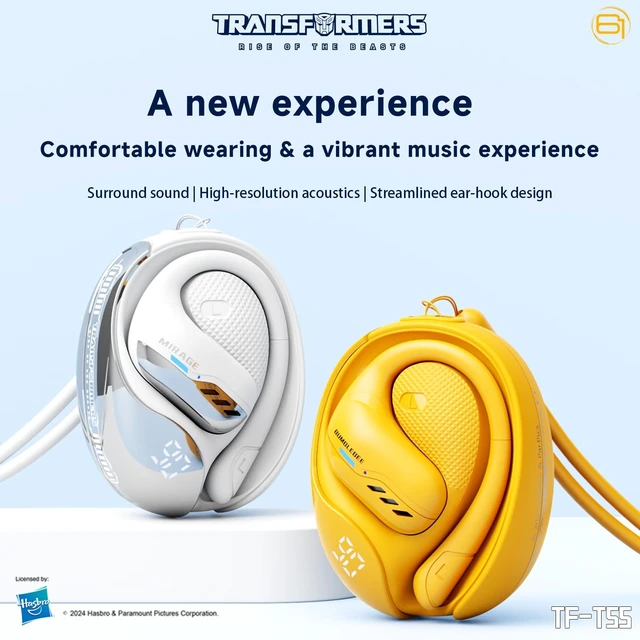Alt view image 3 of 5 - Transformers Earbuds T55, Bluetooth Wireless Gaming Earbuds with Mic, Open-Back in Ear Earbuds, Low Latency, HiFi Calling, Dual Modes, LED Display (Mirage White)