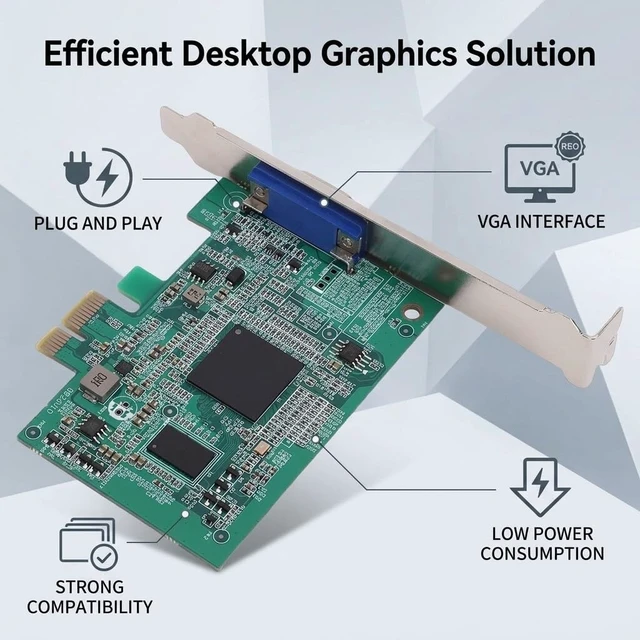 Alt view image 2 of 5 - Jiawu PCIe Graphics Card, Plug and Play No Driver 512M VGA Low Power 6W No Noise, VGA Graphics Card, Desktop with Dual Slot PCI for Desktop PC VOD Music Systems