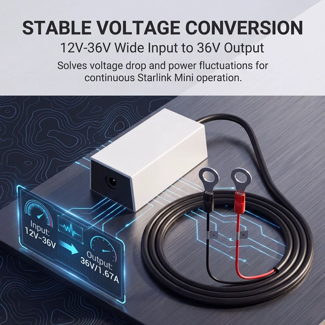 Alt view image 2 of 5 - Starlink Mini 12V Battery Adapter,12V-24V to 36V Step Up Converter