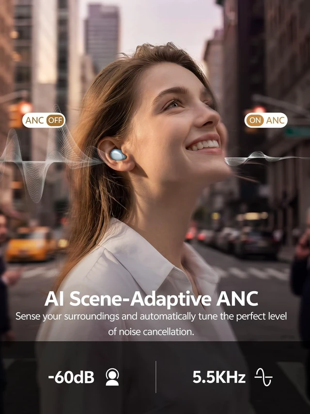 Alt view image 2 of 5 - QCY MeloBuds A30 Al Scene-Adaptive ANC Wireless Earbud