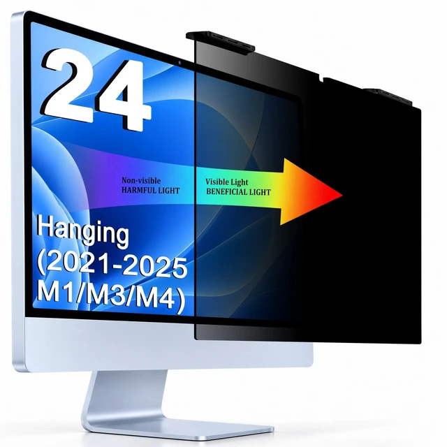 Main image of GlanceGuard 24 Inch iMac Privacy Screen Protector, Hanging Acrylic M1 M3 M4
