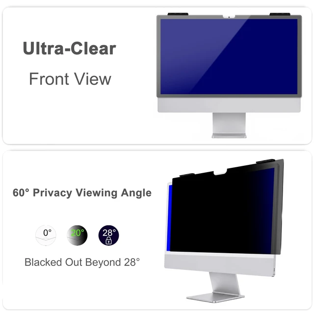 Alt view image 2 of 5 - GlanceGuard 24 Inch iMac Privacy Screen Protector, Hanging Acrylic M1 M3 M4