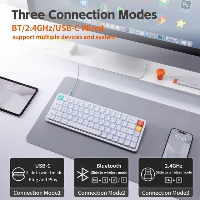 Alt view image 3 of 5 - nuphy Air65 V3 Wireless Mechanical Keyboard with Multifunctional knob