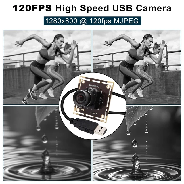 Alt view image 2 of 5 - IFWATER 120fps High Speed Global Shutter USB Camera,800P@120fps 480P@210fps No Distortion Monochrome Lens,UVC Plug and Play for PC Laptop Android Lightburn Robotics 3D Printing Motion Capture