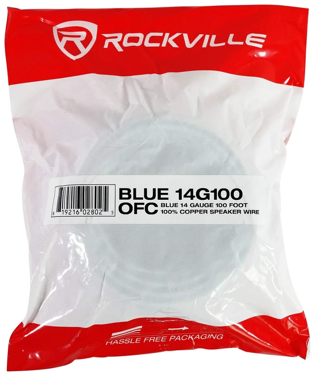 Alt view image 3 of 3 - Rockville Blue 14G100 OFC 14 Gauge 100 Ft 100% Copper Speaker Wire