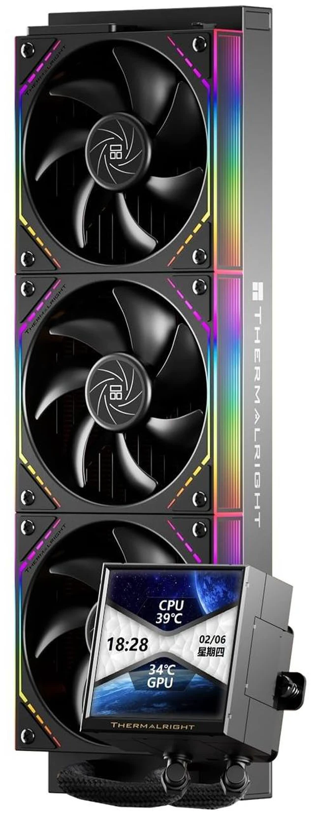 Main image of Thermalright-TR Peerless Vision 360 ARGB Black CPU Water Cooler,3 PWM Fans-Wireless Splicing,IPS LCD Screen with 480x480 Resolution,for Intel LGA1851/1700,AM4/AM5,CPU Liquid Cool