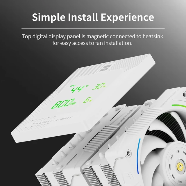 Alt view image 5 of 5 - Thermalright-TR Phantom Spirit 120 Digital SNOW CPU Cooler,Dual PWM Fans, 7 Heat pipes CPU Cooling,Digital Screen Top Cover-Magnetic Attraction,for lga1700/1851/1150/1151/1200, AM4/AM5,Heat
