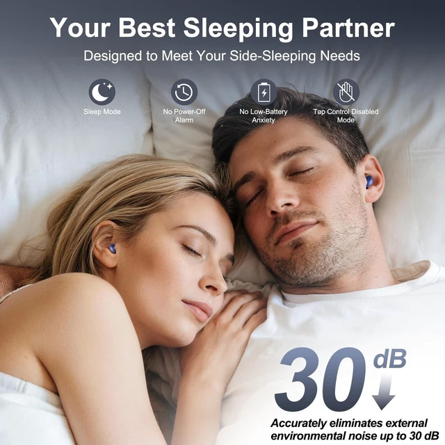 Alt view image 2 of 5 - WXQZXO Sleep Earbuds, Mini Wireless Ear Buds for Side Sleepers, Bluetooth 6.0 Headphones in Ear, 2026 Ultra-Light Comfort Earphones, 48H Playtime Sleep Monitor APP, White Noise Deep Blue