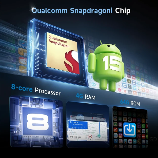 Alt view image 3 of 5 - Driauto 8 Core 4GB+64GB Qualcomm Radio for Chrysler 300C 2004-2011 9 Inch