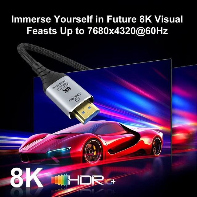 Alt view image 3 of 5 - DGHUMEN Fiber Optic HDMI Cable 10FT, 8K Long HDMI 2.1 Cable, 48Gbps Ultra High Speed Braided 8K@60Hz 4K@120Hz, Dynamic HDR, eARC, HDCP 2.2&2.3, 3D, for PS5, Xbox, HDTV, Laptop, Monitor